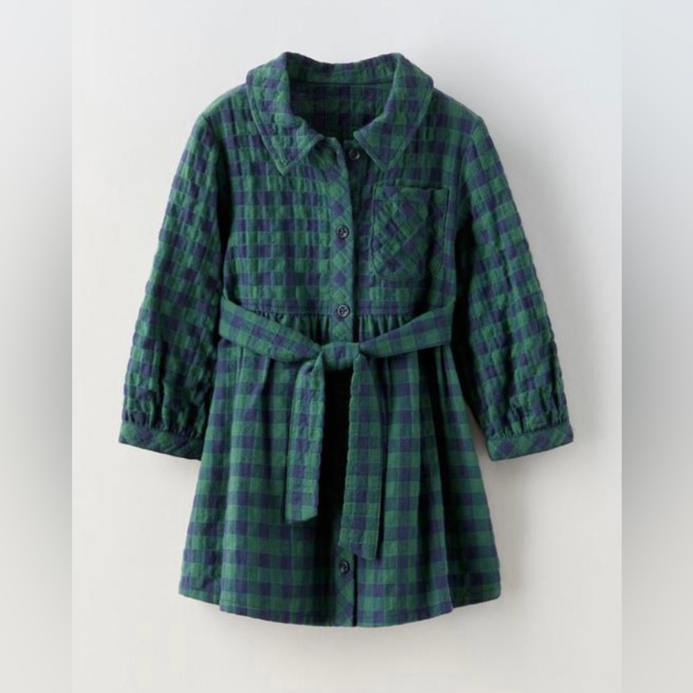 Zara Textured Gingham 
Baby Girl Dress 18-24 months 
Color: Green